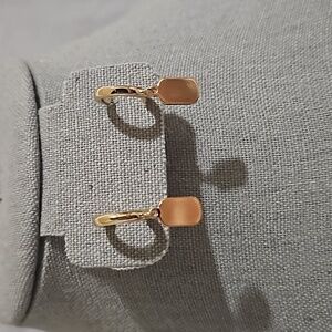 Minimalist Hoop Dangle Charm Earrings (Gold-Tone)